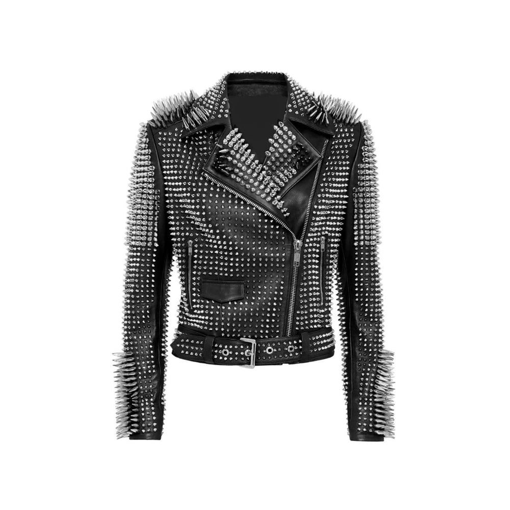 Studded Leather Jacket, Women Spiked Leather Jacket, Women Steam Punk Rockers Jacket, Gothic Hippie Studs and Spikes, Spiked Genuine Leather