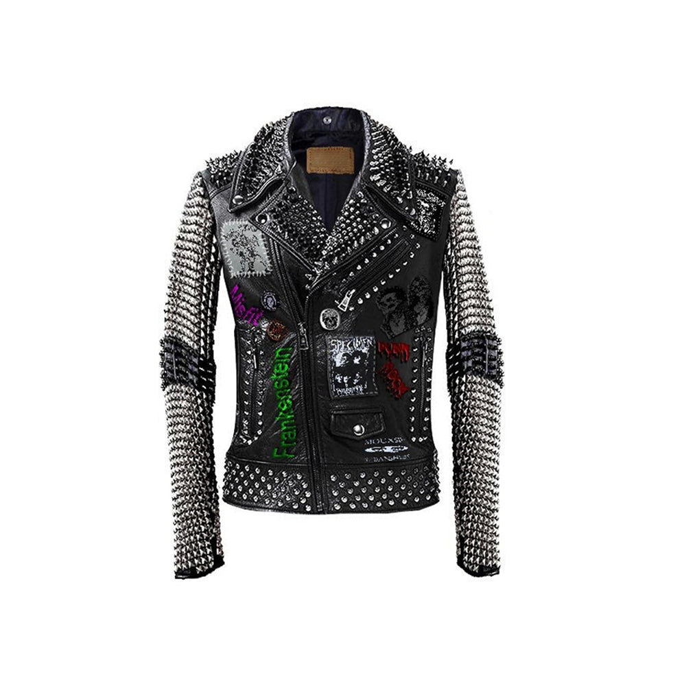Steampunk Customize Jacket For Biker, Heavy Metal Studwork, Leather Fashion Wear, Specimen Batastrophe Gothic, Handmade Total Chaos Clothing