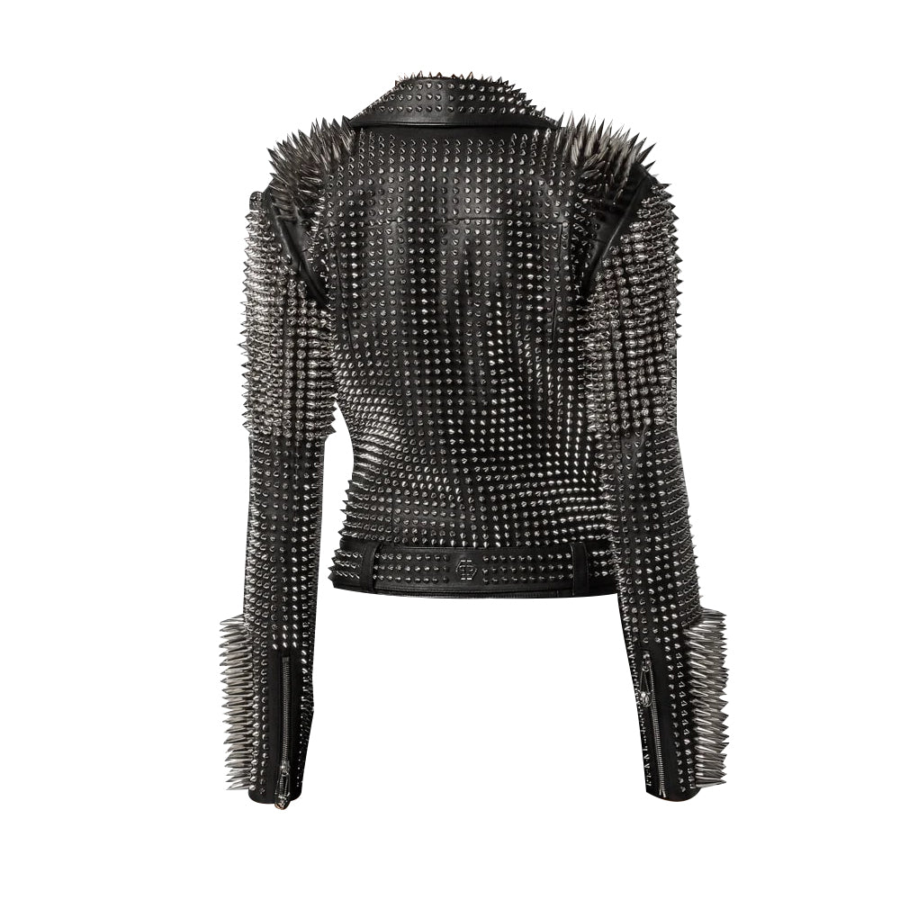 Studded Leather Jacket, Women Spiked Leather Jacket, Women Steam Punk Rockers Jacket, Gothic Hippie Studs and Spikes, Spiked Genuine Leather